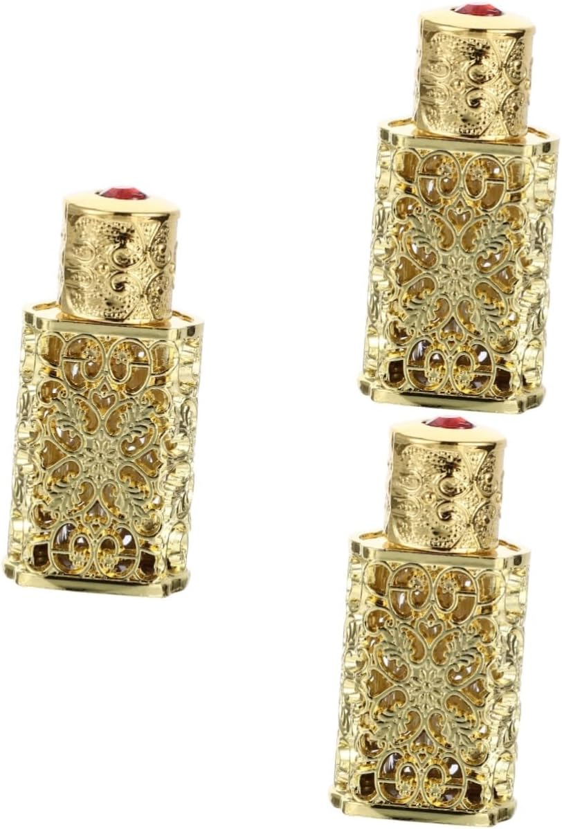Outanaya 3Pcs Leakproof Travel Perfume Atomizer 3Ml Essential Oil Bottle Metal Glass Engraved Diy Craft image number 1