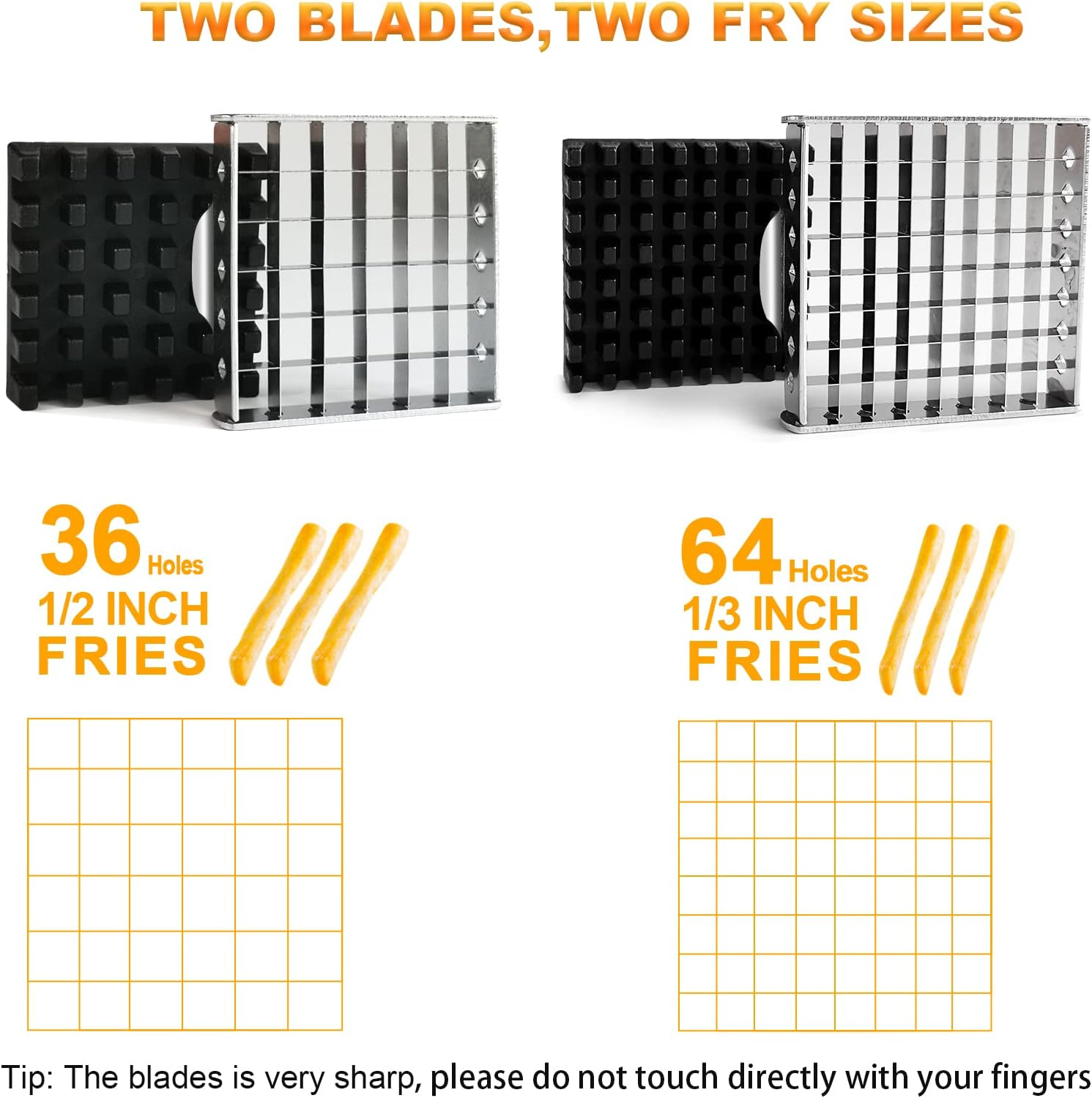 French Fry Cutter with 2 Blades, Professional Potato Cutter Stainless Steel, Potato Slicer French Fries, Press French Fries Cutter for Potato image number 6