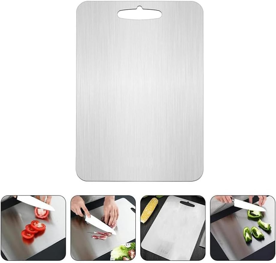 Kitchen Chopping Board, Stainless Steel Cutting Board, Can Be Hung Cutting Mat, Heavy Duty Non Slip Cutting Boards for Meat and Vegetables, Dishwasher Safe (30X20Cm)