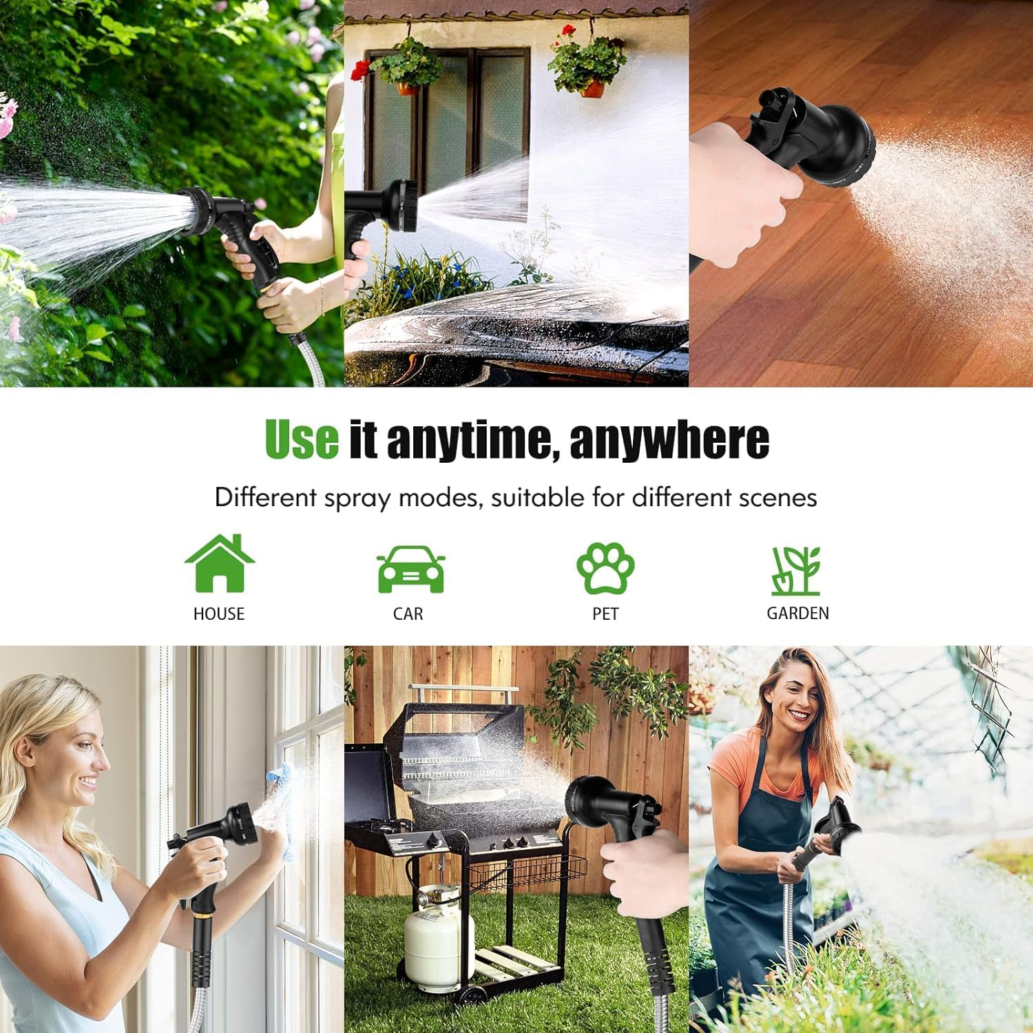 Garden Hose Metal 100FT, Stainless Steel Heavy Duty Water Hose with 10 Function Nozzle, No-Kink, Tough & Flexible, Sturdy and Lightweight, Rust Proof for Yard, Outdoor, RV image number 4