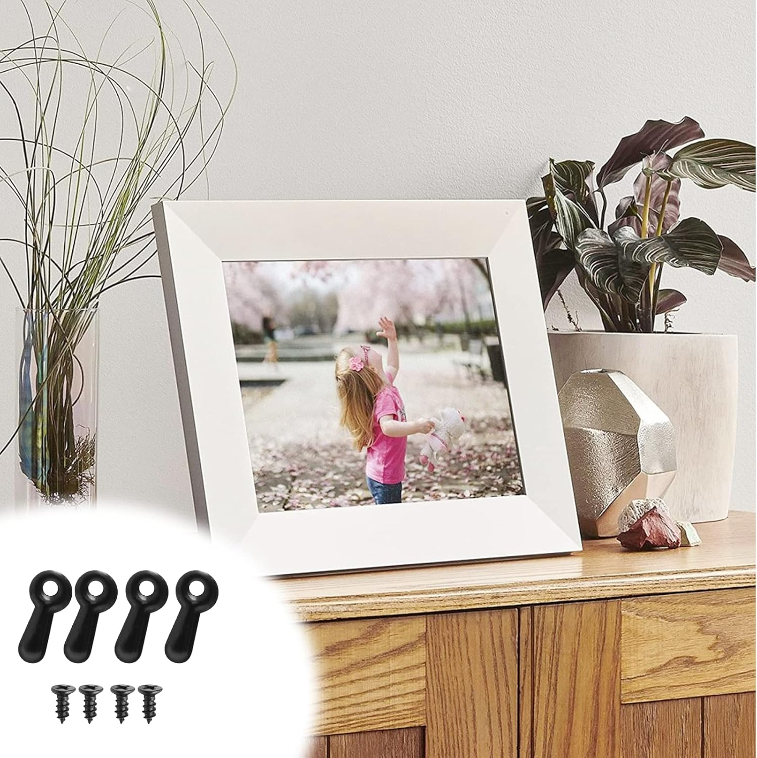 100 Pieces Picture Frame Turn Button Fasteners Set with 100 Pieces Screws, Picture Frame Backing Clips Hardware for Hanging Pictures, Craft, Photos (Black) image number 6