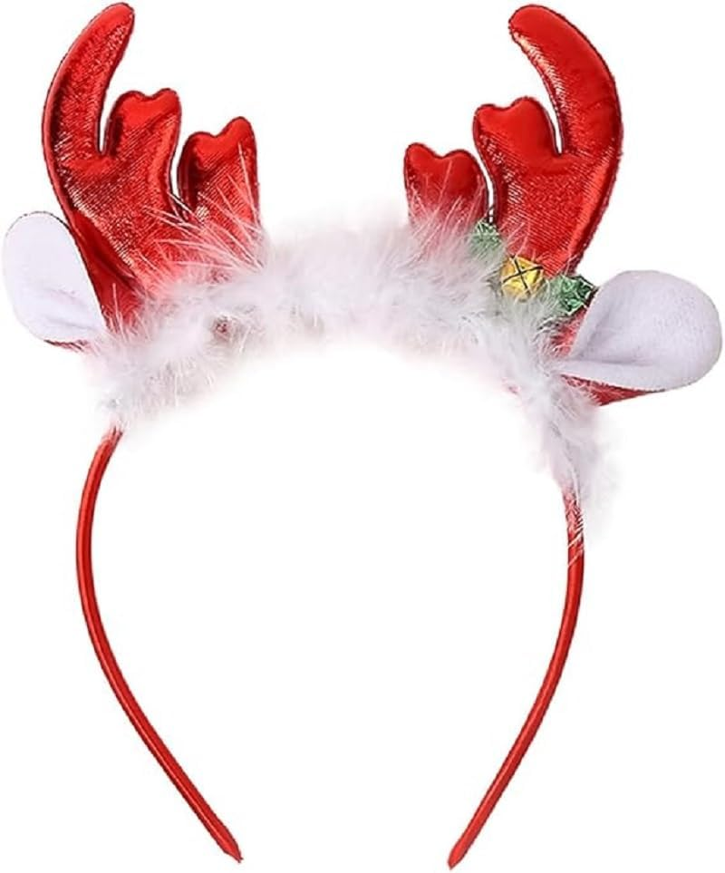 Christmas Deer Antlers Headband Cute Headpiece Red Antler Hair Hoop Holiday Party Xmas Hair Accessories for Women and Girls