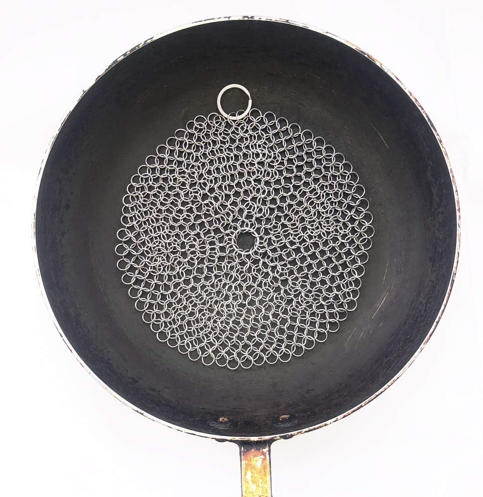 316 Premium Stainless Steel Cast Iron Cleaner, Chainmail Scrubber for Cast Iron Pan Pre-Seasoned Pan Dutch Ovens Waffle Iron Pans Scraper Cast Iron Grill Scraper Skillet Scraper Hovhomedevp (7 Inch) image number 4