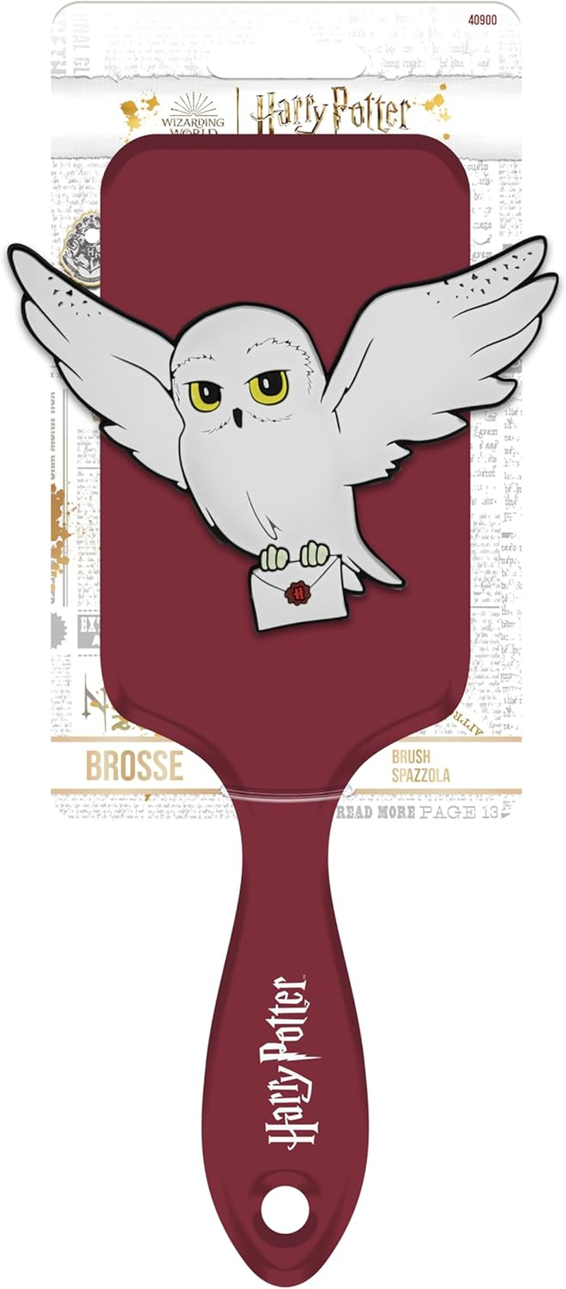 Harry Potter - Pneumatic Hairbrush - Paddle Brush, All Hair Types - Official Hogwarts School Accessory - Edwige image number 1