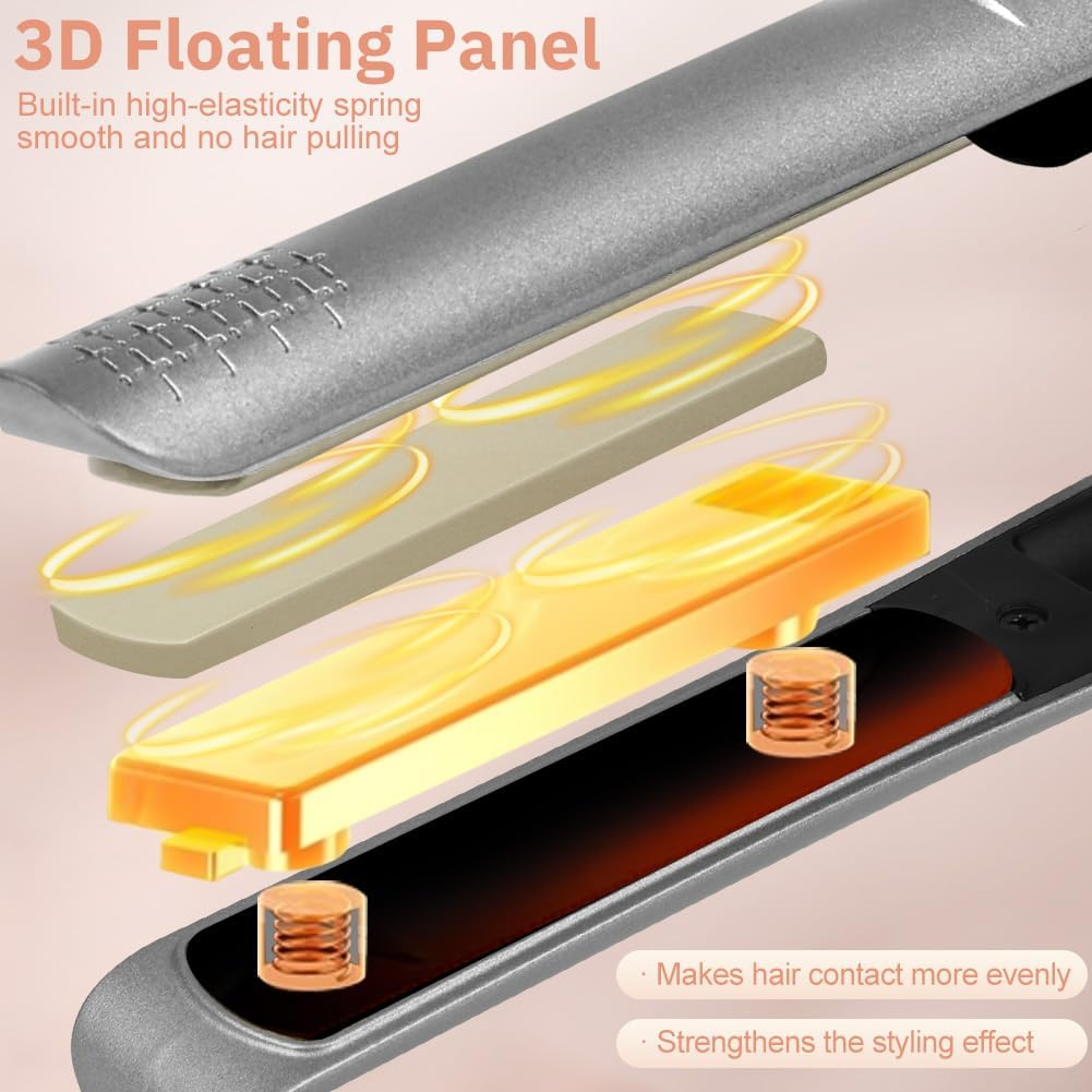 Alaoo Straightener Hair Straightener, Improved Version Ceramic Straight for Smooth & Shiny Hair, Hair Straightener, Professional Hair Straightener, 2-In-1 Straightener, Ideal for Straightening image number 3