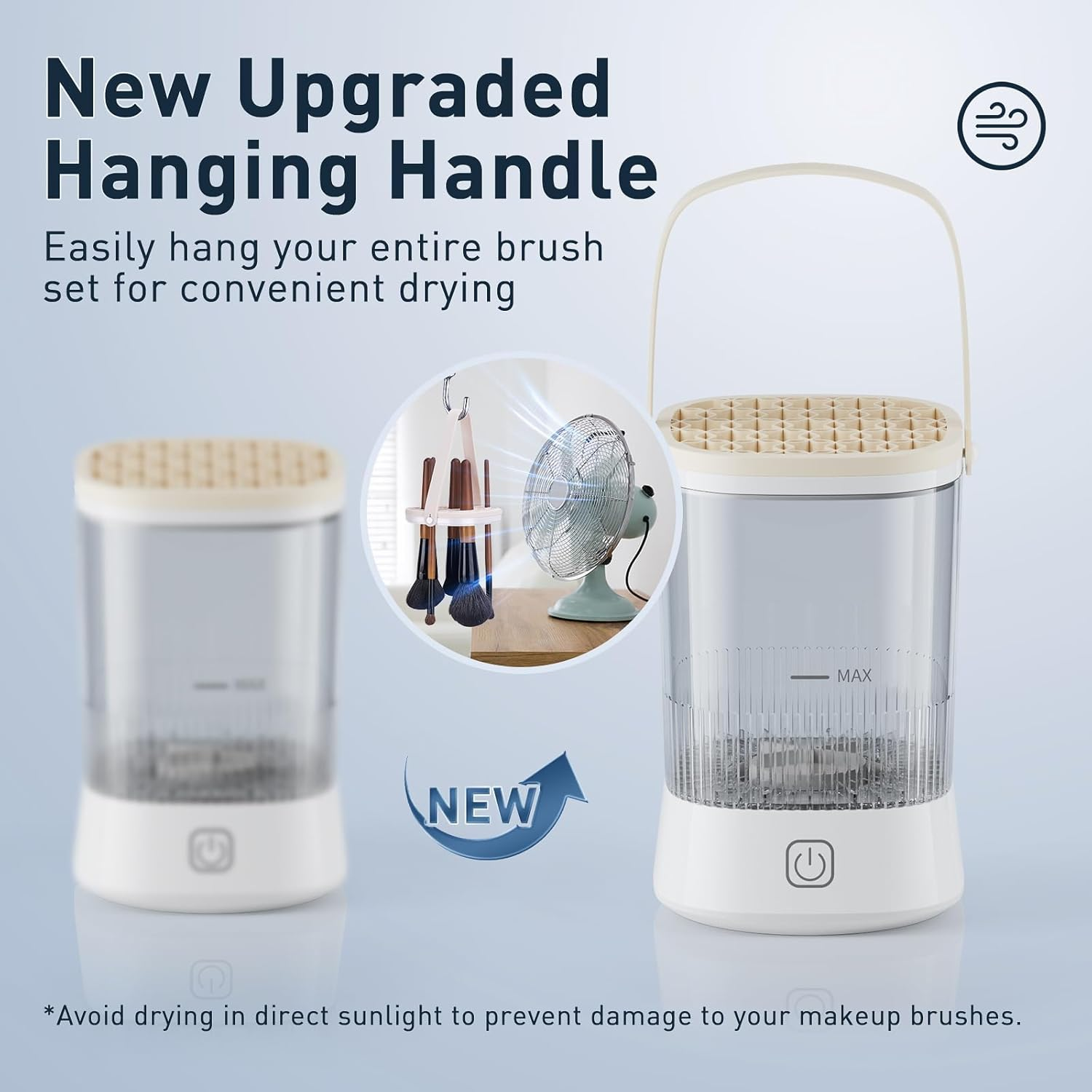 Electric Makeup Brush Cleaner Machine, Automatic Spinning Make up Brush Cleaner with 1200 Mah Rechargeable Battery, Portable Cosmetic Brush Cleaner Dryer Tool for All Size Makeup Brush (White) image number 1