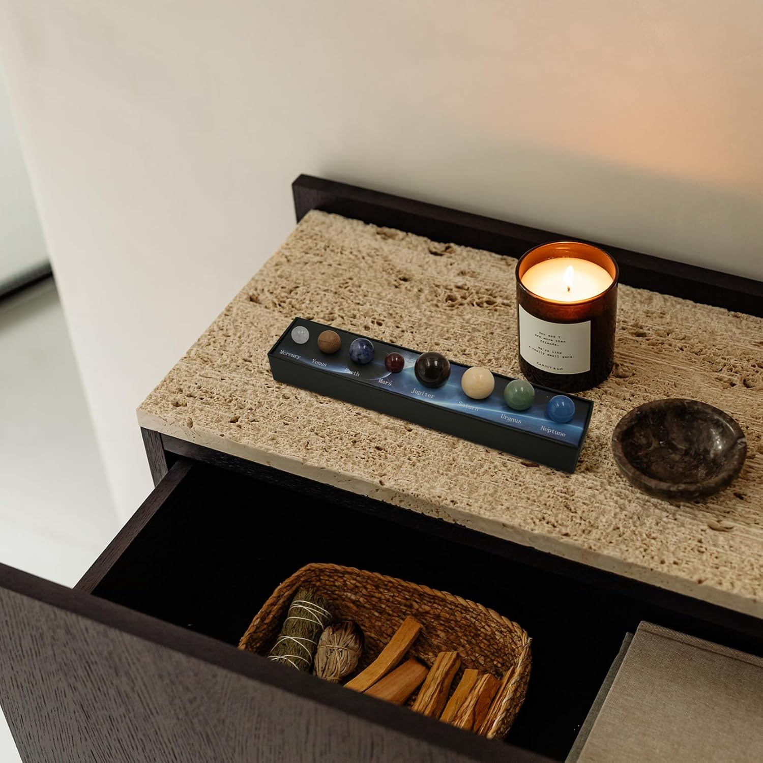 Natural Gemstone Solar System Model Kit, 8 Planet Chakra Healing Crystal Ball Set for Space Decor, Meditation, and Gifts, Unique Celestial Design for Astronomy Enthusiasts, Home Office Desk Decoration image number 3