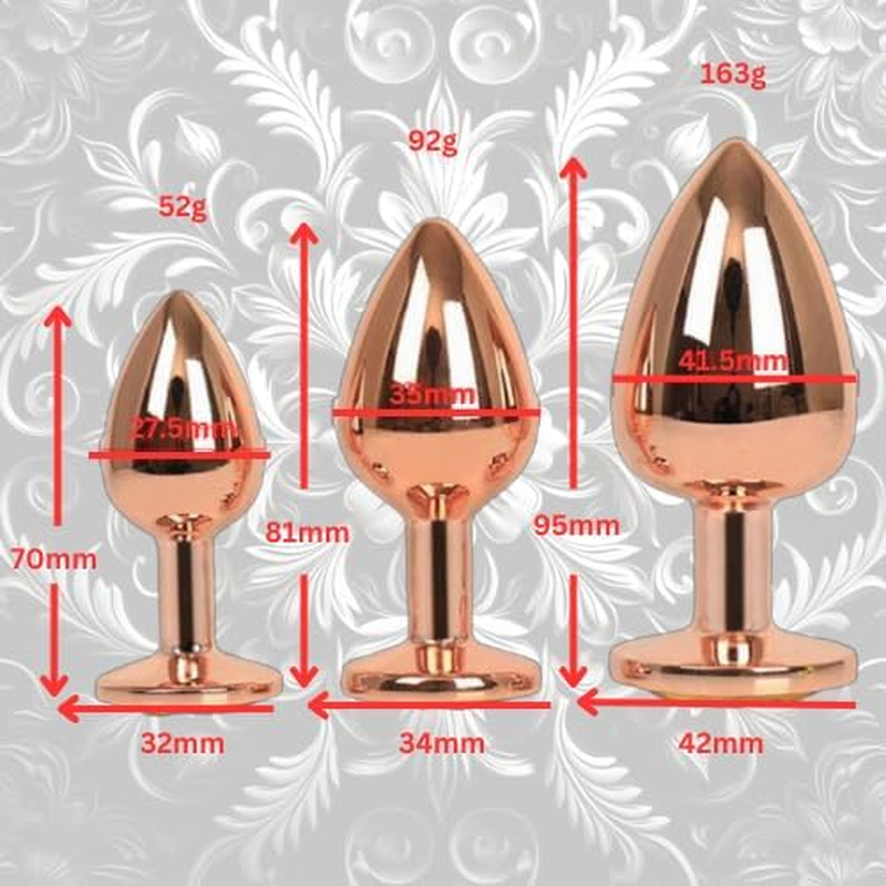 Rose Gold Stainless Steel Butt Plug - 3 Pcs Anal Plug Female Male Sex Toys
