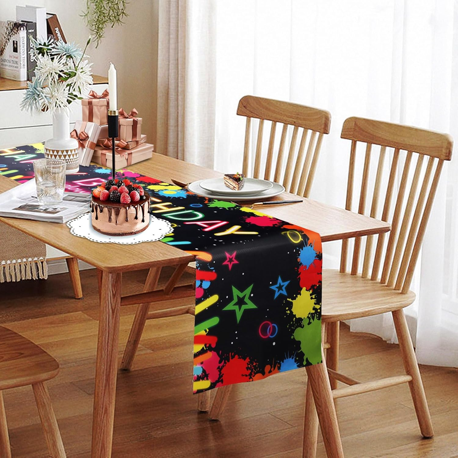 Bigqin Table Runner Oxford Fabric Birthday Party Tablecloth 180*30Cm image number 4