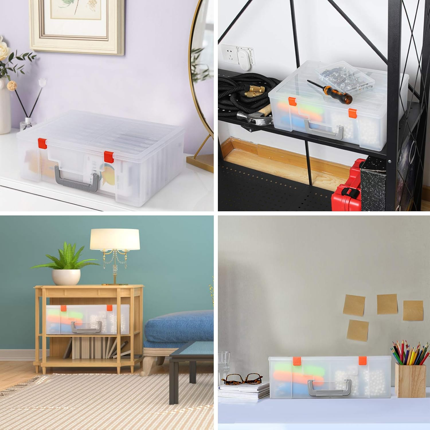 Photo Storage Box 4X6, 18 Inner Extra Large Organizer Acid-Free Photo Keeper Storage Case, Plastic Craft Storage Box for Stickers Stamps Seeds (Clear, 18 Boxes) image number 5