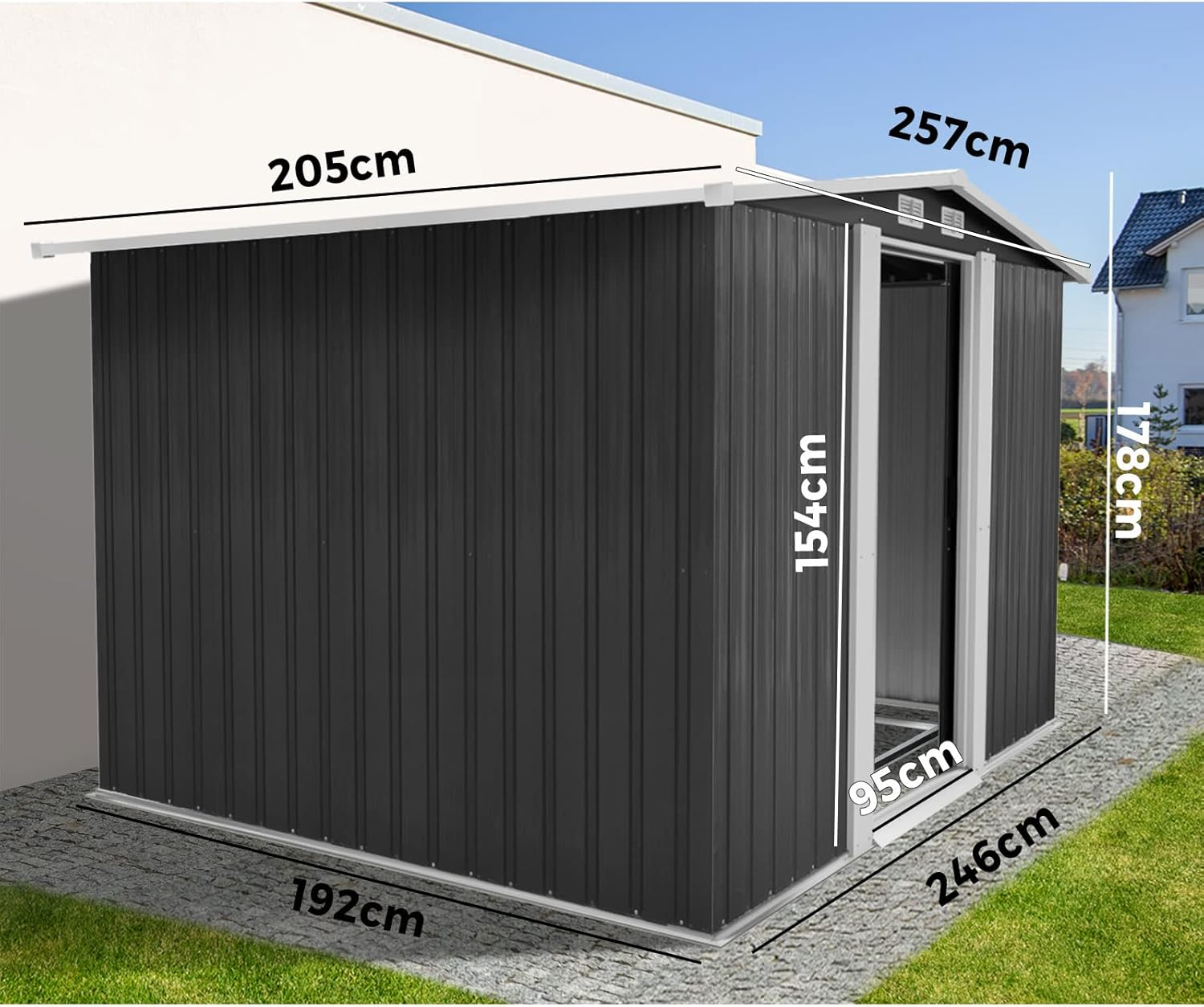 Livsip Outdoor Storage with Metal Base and Lock 2.57 X 2.05M Garden Shed - With Base image number 2