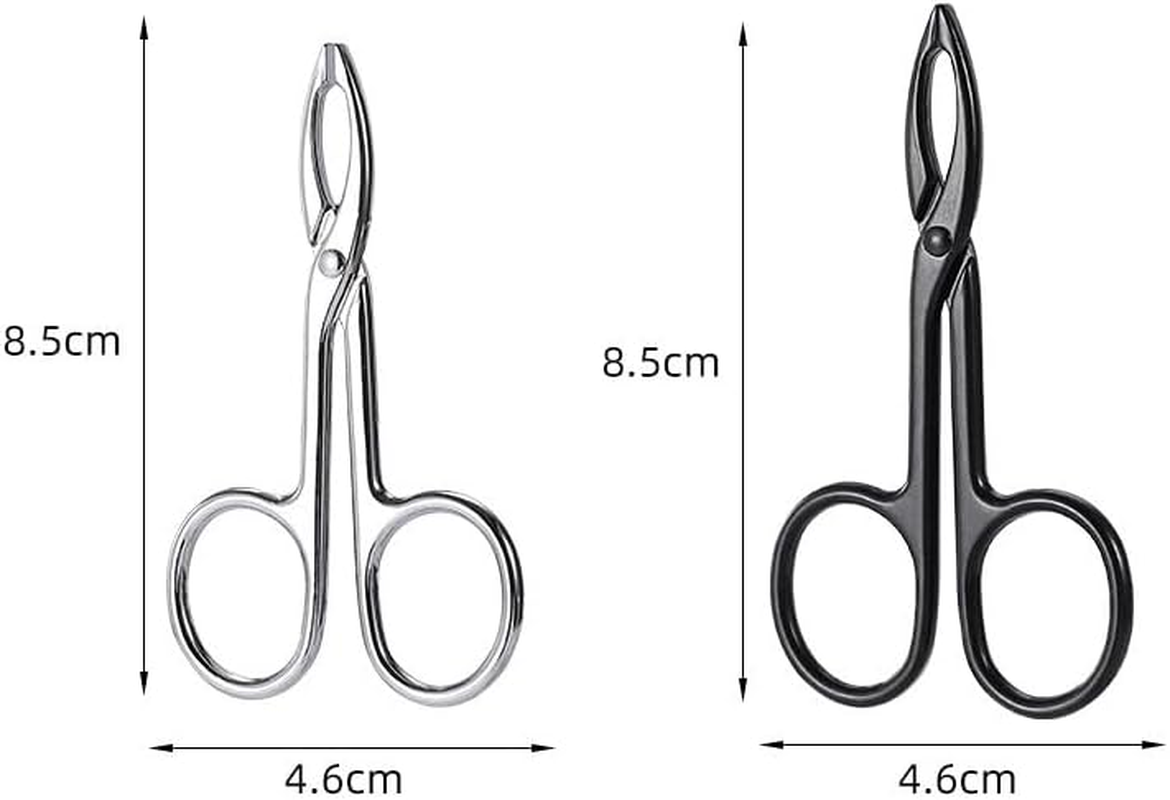 2 Pieces Tweezers Scissor Handle Straight Tip Scissor Shaped Eyebrows Tweezers for Hair Plucker Remover Facial Hair Eyebrows Care (Silver and Black, One Size) image number 6