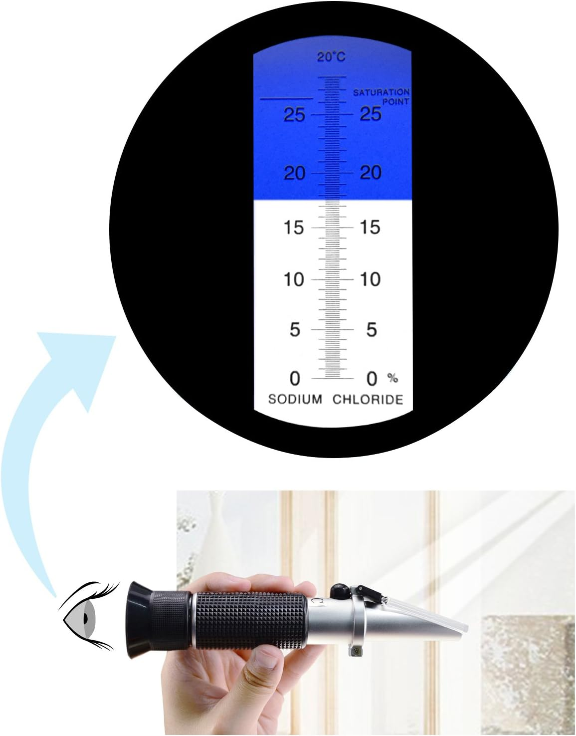 0-28% Salinity Refractometer ATC, Sodium Chloride (Nacl) Salt Level Meter Tester, Test Kit for Sea Water Brine Seawater Food Industry Pickle Soy Sauce, &plusmn;0.2% Accuracy