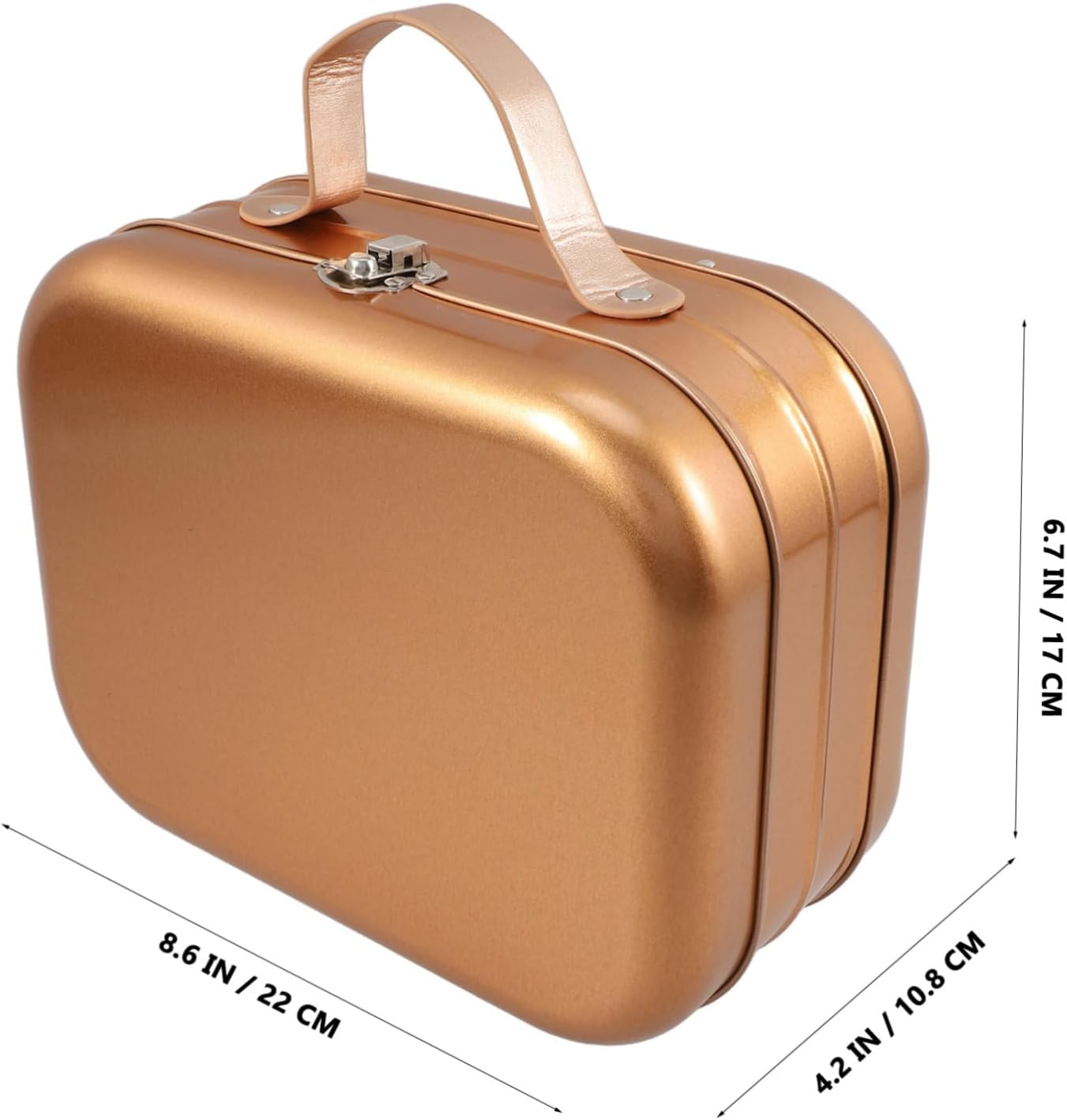 Tinplate Keepsake Storage Case Handle 220X170X108Mm Gold Handheld Packing Box Suitable for Gift Wrapping and Portable Organizing image number 1