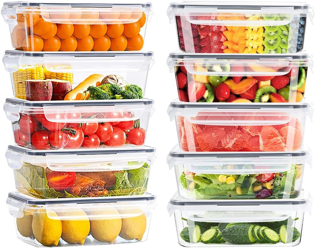 ZUNI 10 PCS Food Storage Containers with Lids Airtight (10 Lids &10 Containers), Plastic Meal Prep Containers for Home & Kitchen, Bpa-Free, Leak Proof, Microwave/Dishwasher Safe with Labels & Pen image number 6