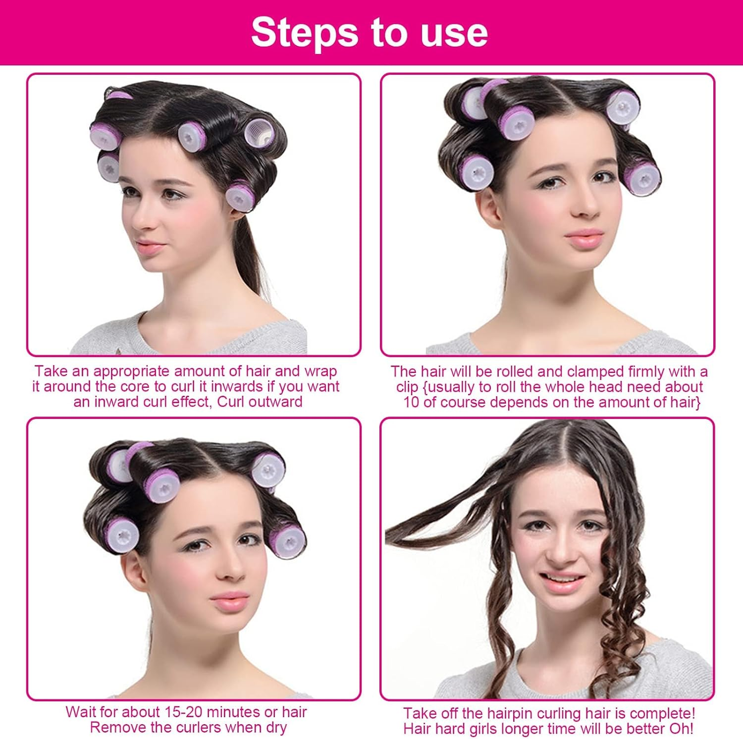 Hair Rollers, Velcro Rollers for Hair, 3 Sizes Hair Curlers Roller with Clips and Steel Needle Comb for Long Hair, Short Hair, Thin Hair, Bangs (25 Pcs) image number 5