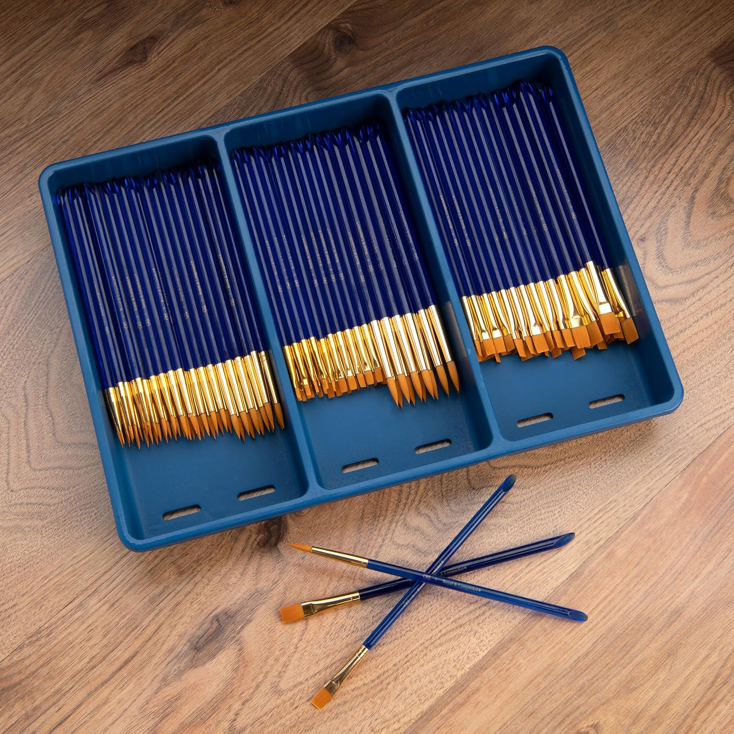 Royal Brush Gold Taklon Paint Brush Super Value Pack, Assorted Sizes, 120 Brushes image number 2