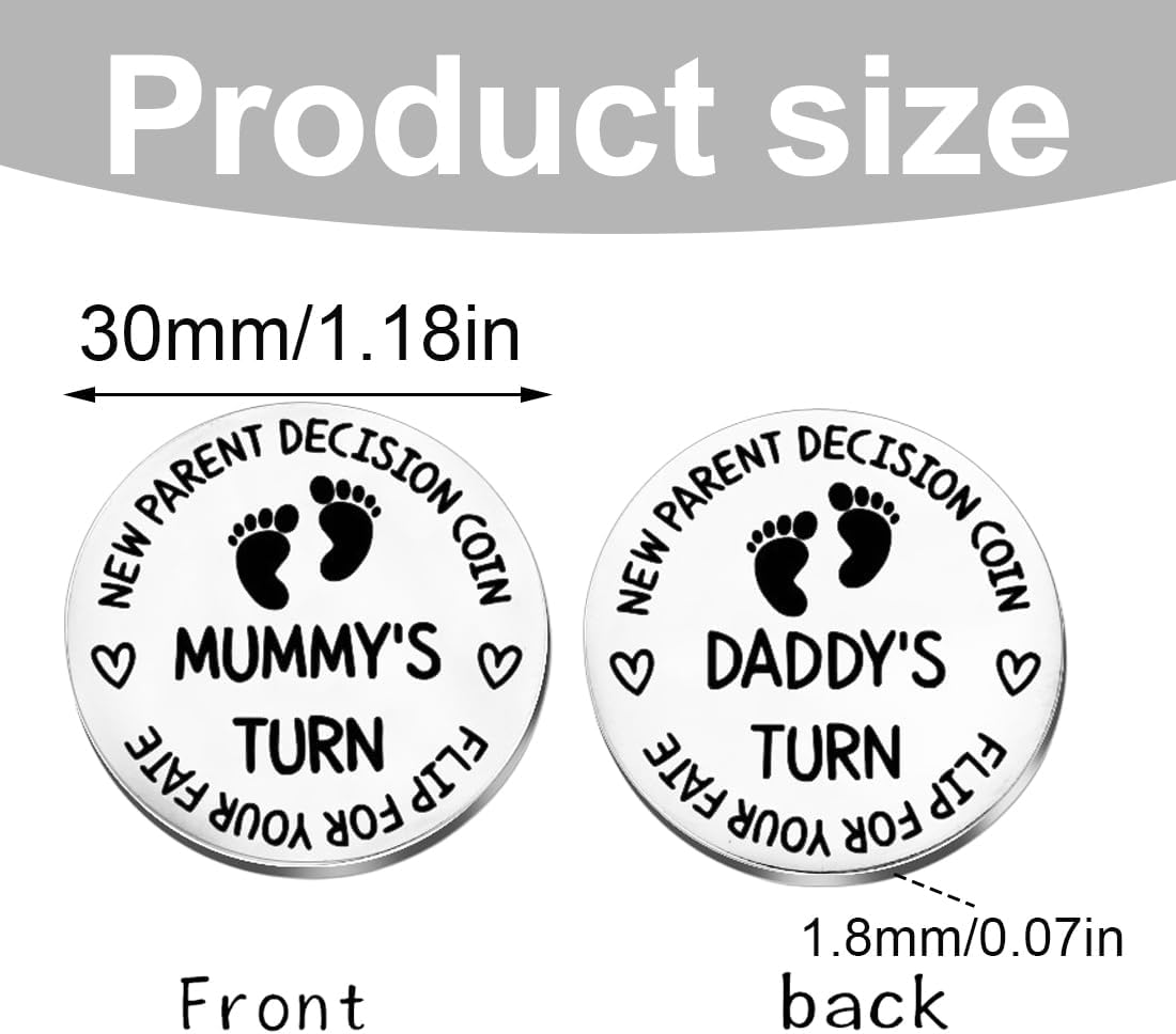 Funny First Time Decision Coin, Pregnant Expectant Mother and Dad, Gifts for Birth, Christening Gifts for Girls, Boys, Baby, after Birth, Gift Idea, Cooler, 30 Mm image number 4