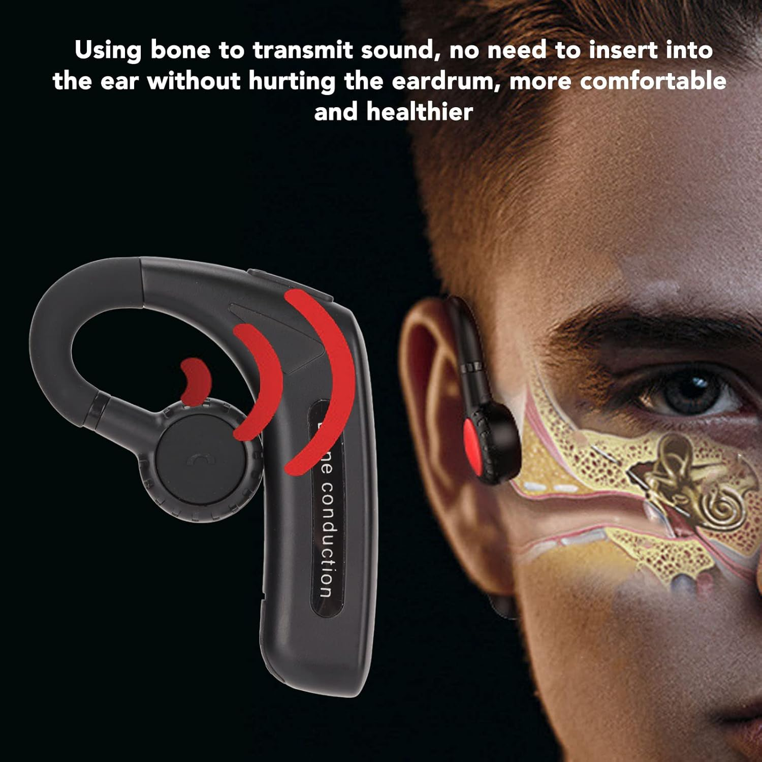 Bone Conduction Single Earbuds, Stereo 5.0 Headphones, Multifunctional Hands-Free Earphones for Deaf, Universal for Both Ears image number 2