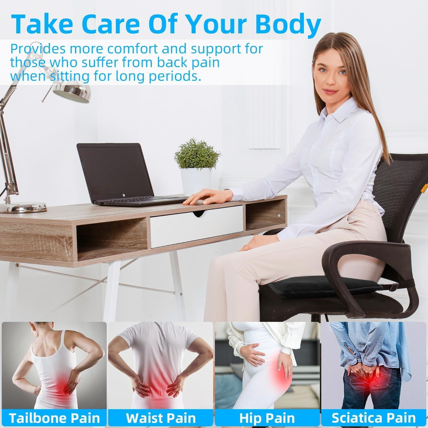 Portable Gel Folding Cushion, Travel Seat, Decompression PET Sitter, Soft and Cool Cushion for Home Office Car (S/L) (L) image number 2