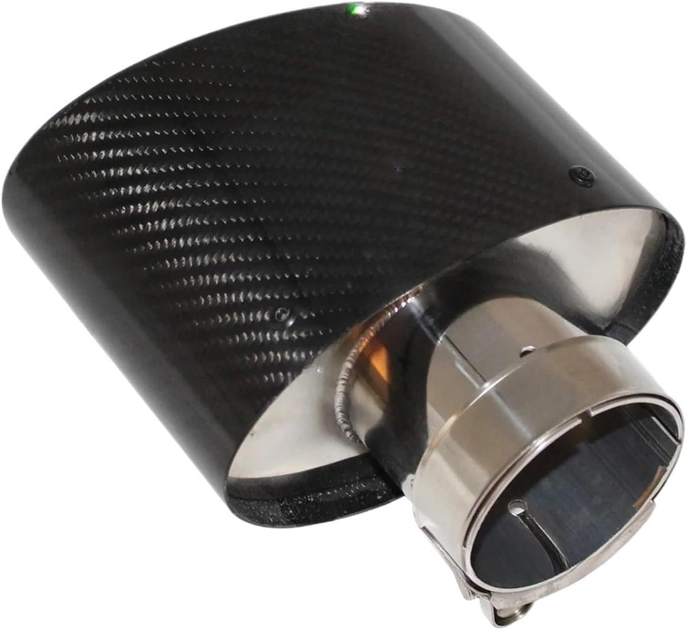 Gloss Carbon Fiber Car Muffler Tip Exhaust Tip Nozzle Decoration Universal Stainless Silver Oval 150Mm Tilting Left Right(Right 54) image number 2