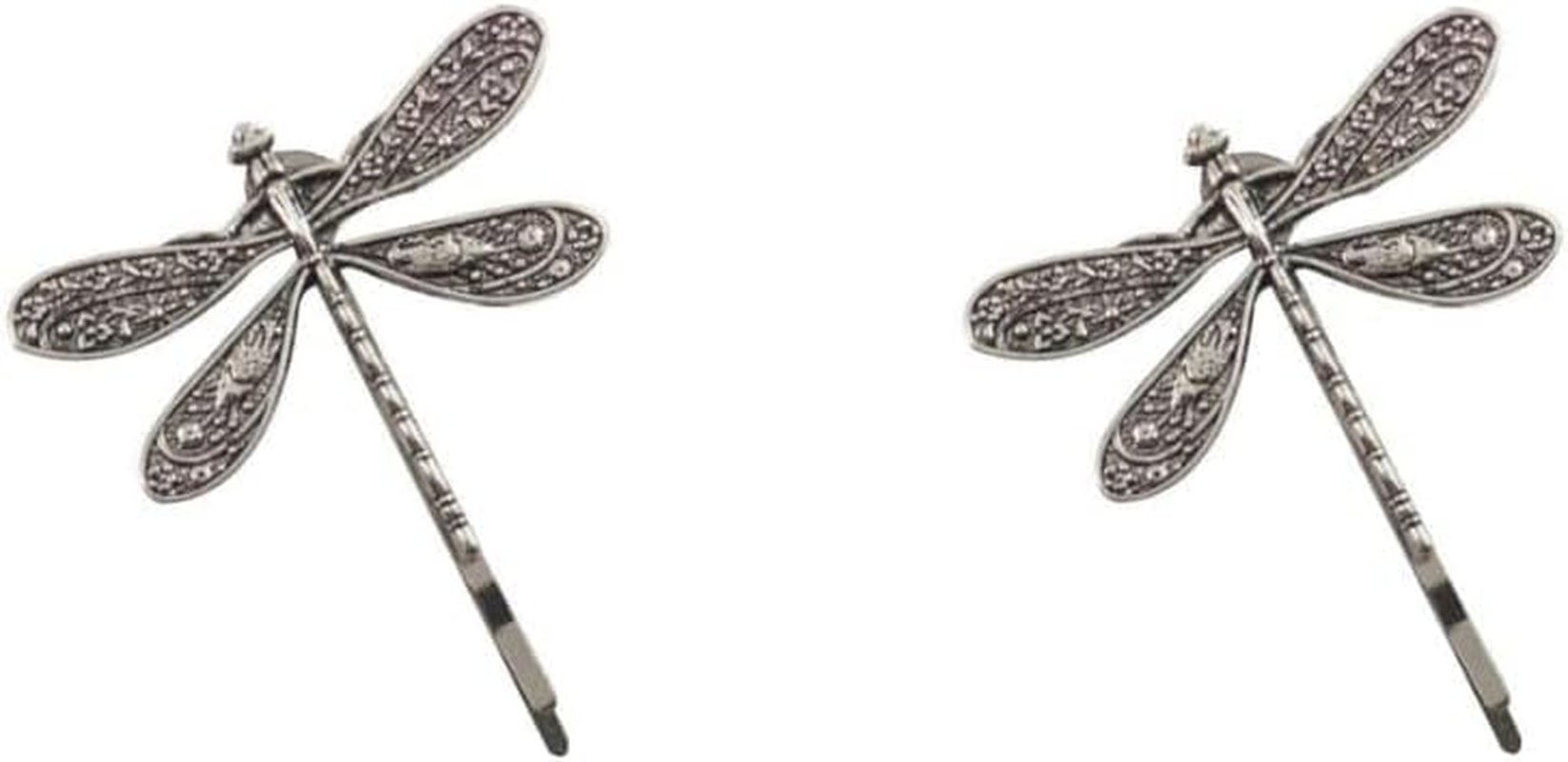 2 Pcs Silver Dragonfly Hair Clip, Pins Hairpins French Barrette Bridal Headdress Wedding Retro Antique Silver Hair Styling Pins,Hair Accessories