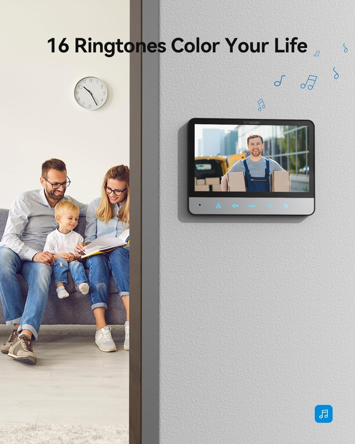 TMEZON Wired Video Intercom System, 7 Inches Video Doorbell Camera with Monitor, Wired Door Bell Support Monitor Unlock, Monitoring, Dual-Way Intercom for Villa Home Office Apartment image number 3