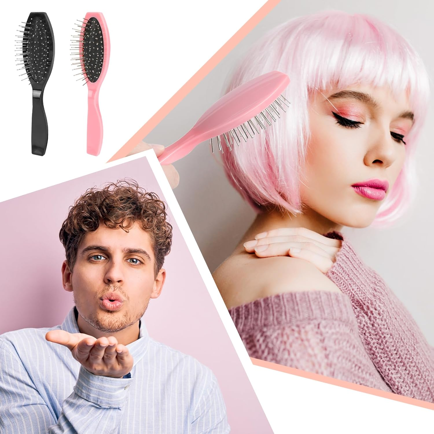 2 Pack Stainless Steel Wig Wire Brush, Portable Professional Synthetic Hair Brush and Combs for Wigs, Extensions, Women image number 4
