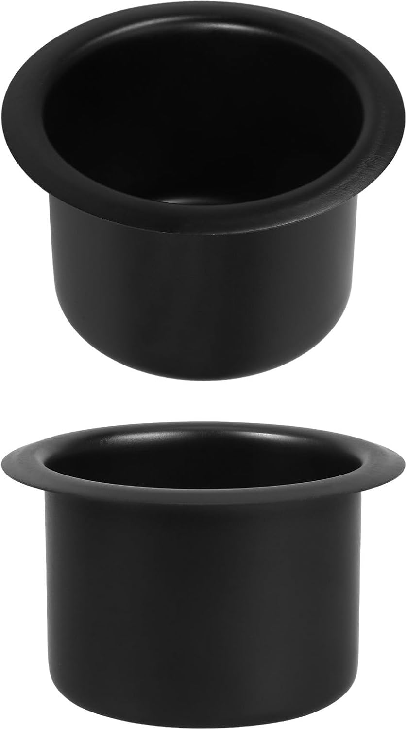 CLISPEED 2Pcs Stainless Steel Cup Holder Insert for Sofa Poker Table Easy Installation Drop Drink Holder Stable Secure Design Elegant Black Finish image number 4