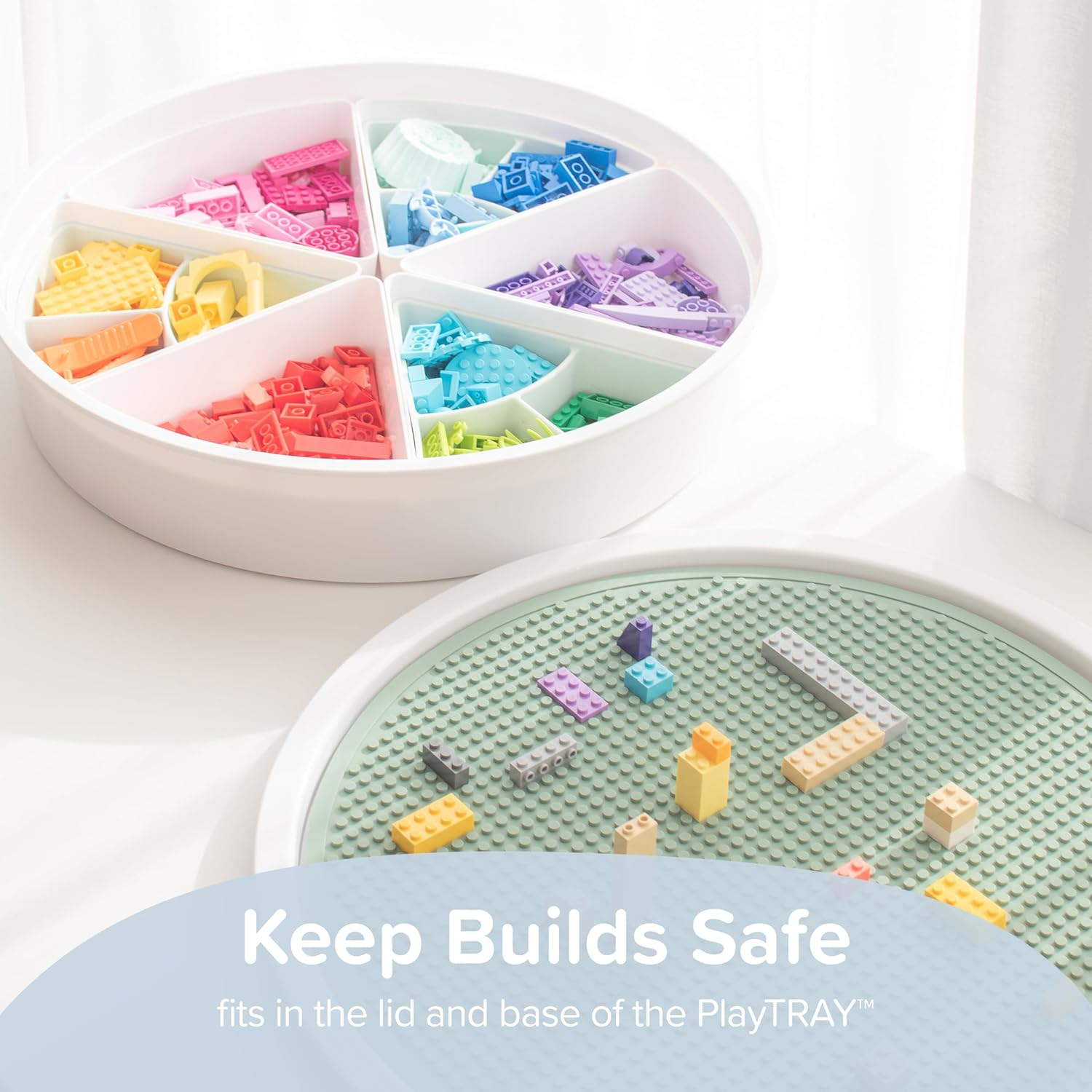 Inspire My Play - Silicone Building Blocks Baseplate - Compatible with All Major Building Block Brands - Double Sided - Perfect Accessory for Sensory Bin - Stone image number 2