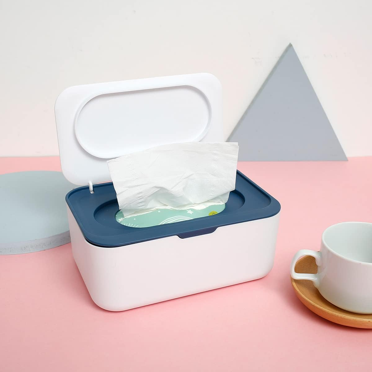 Wipes Dispenser Keeps Wipes Fresh Baby Wipe Holder Sealing Refillable Wipe Container Dustproof Tissues Wipes Case with Lids for Home Bedroom Nursery Room Car Office Bathroom (Dark Blue) - Dark Blue image number 4