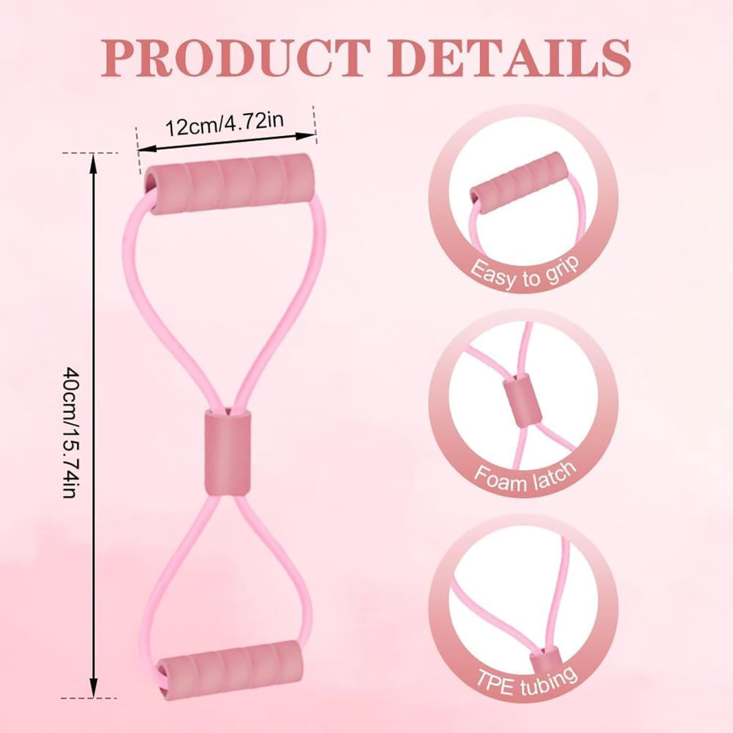 Figure 8 Resistance Band with Handle, 3Pcs Yoga Gym Fitness Pulling Ropes, Elastic Chest Expander with Non-Slip Grip, 8 Shaped Resistance Bands for Arms or Shoulders image number 6