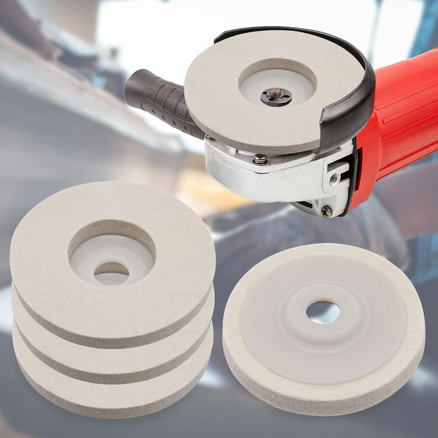 5 Inch Wool Polishing Wheel Disc, Angle Grinder Wool Felt Buffing Pad for Chrome, Granite, Aluminum (5 Pcs) image number 2