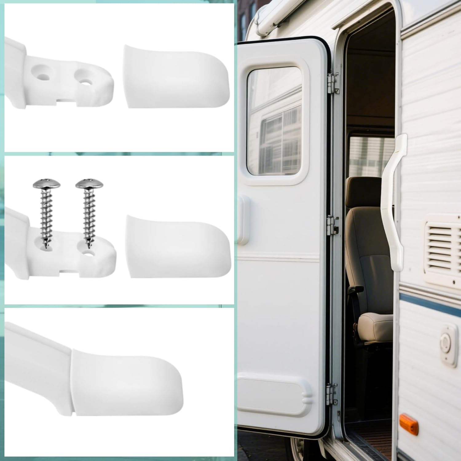 2 Pcs RV Camper Grab Handles, White Plastic with Screws for Door Entry Bar Assist, 11 Inch RV Door Handle for Travel Trailer, Motorhome, Trucks (White) image number 2