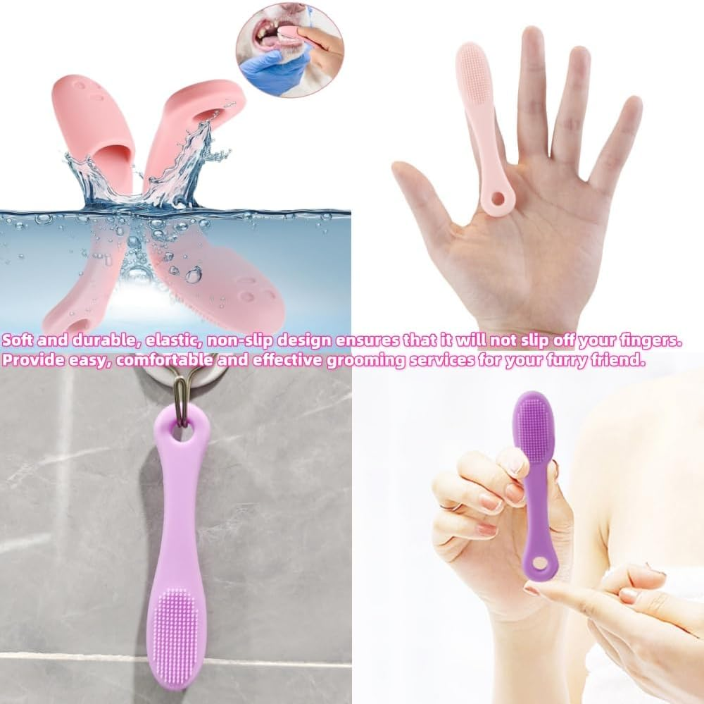 4 Pcs Silicone Finger Brush, Toothbrush for Cats, Puppy Pet Dental Care, Brush Small Dogs, Puppies and Cats
