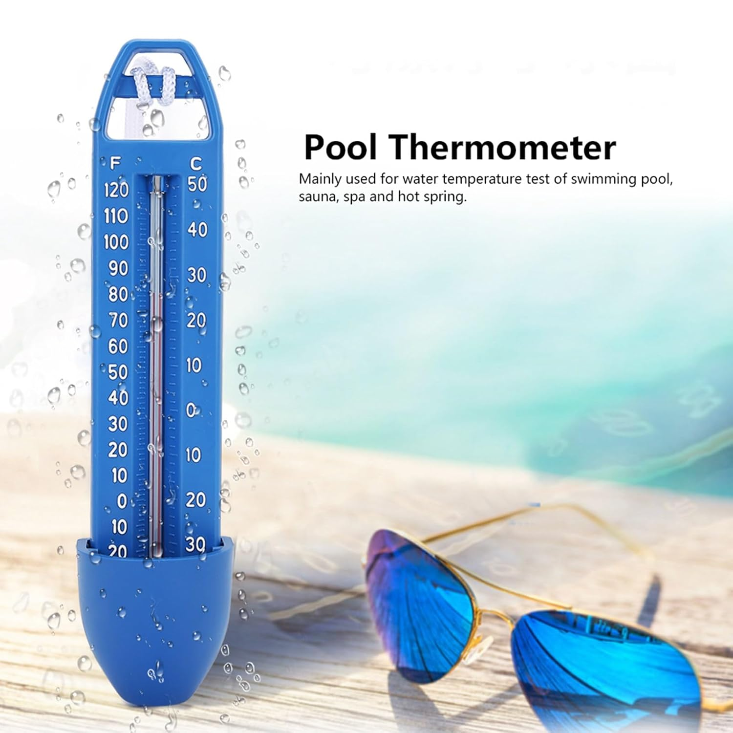 Jiawu Floating Thermometer -Wide Thermometer for Use with Rope for Sauna and Tub 2 Pcs image number 6