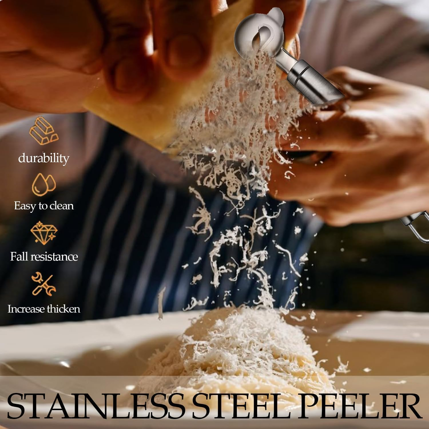 3-Piece Cactus Peelers and Spoons, Multi - Function Cactus Peeling and Slicing Tool, Chinese Noodle Cutting Gadget - Stainless Steel for Kitchen Cooking image number 4