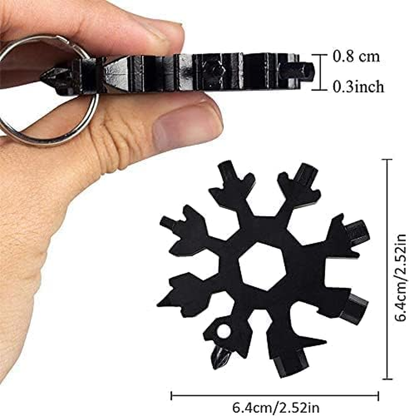 3 Pack Snowflakes Multitool Stainless Steel Bottle Opener /18 in 1 Flat Philips Screwdriver Kit/Wrench Pocket Keychain Tool for Outdoor Camping,Travelling image number 4