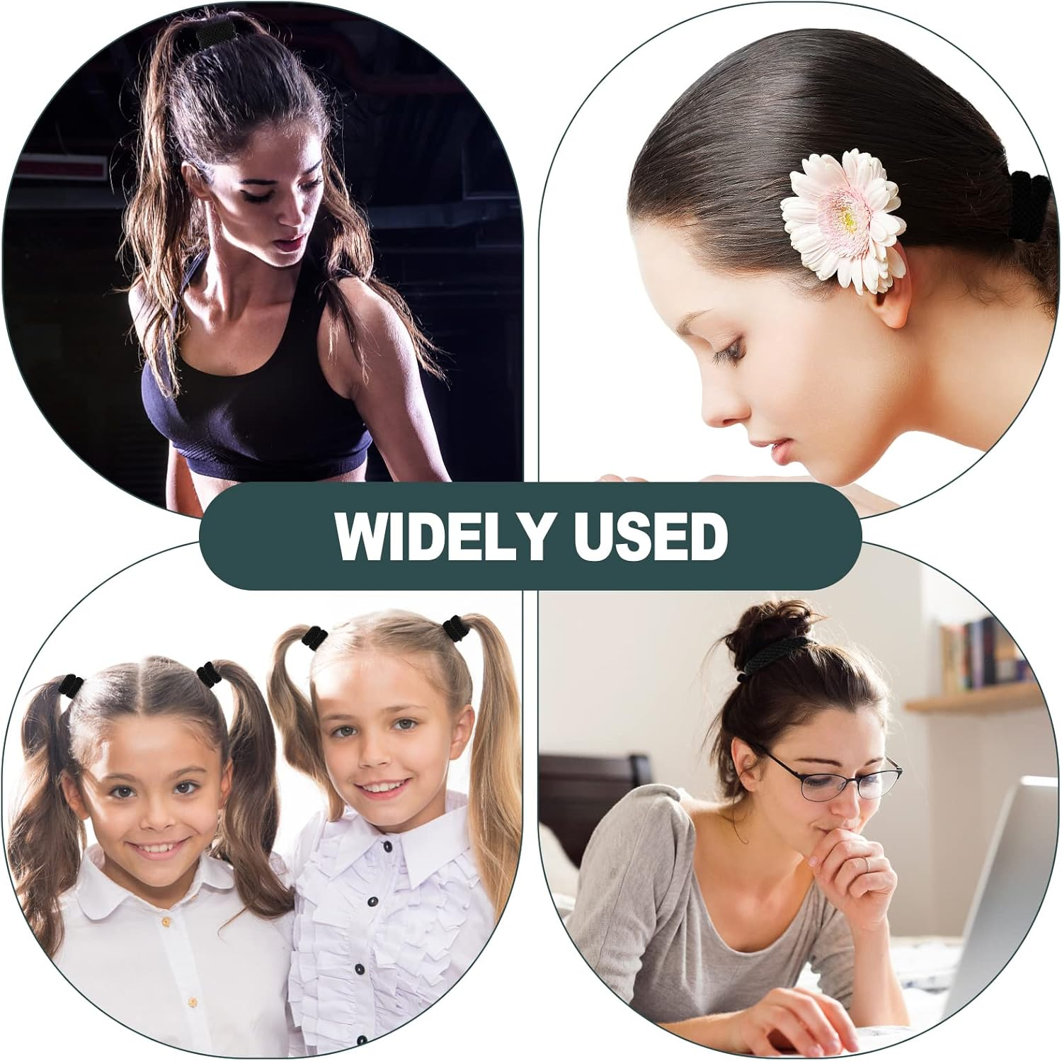 Hanyousheng Pack of 16 Hair Bobbles Thick Hair Scrunchies Black Wide Thick Cotton Hair Scrunchies Elastic Hair Bands Soft for Women Girls Strong Stretch Hair Bands Ponytail for Thick Hair