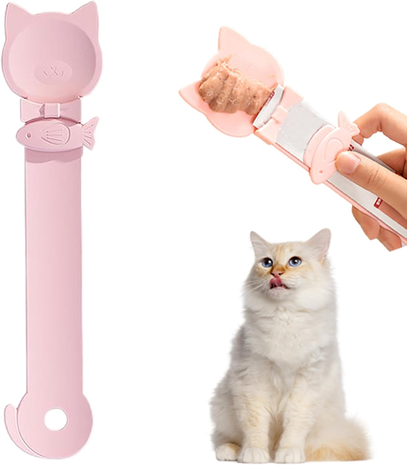 2PCS Cat Treat Spoon Squeeze,Cat Strip Feeder Spoon,Multi-Function Dispenser Tool,Easy Feeding Spoon for Licky Treats,Pet Food Spoon for Wet Food(2 Color)