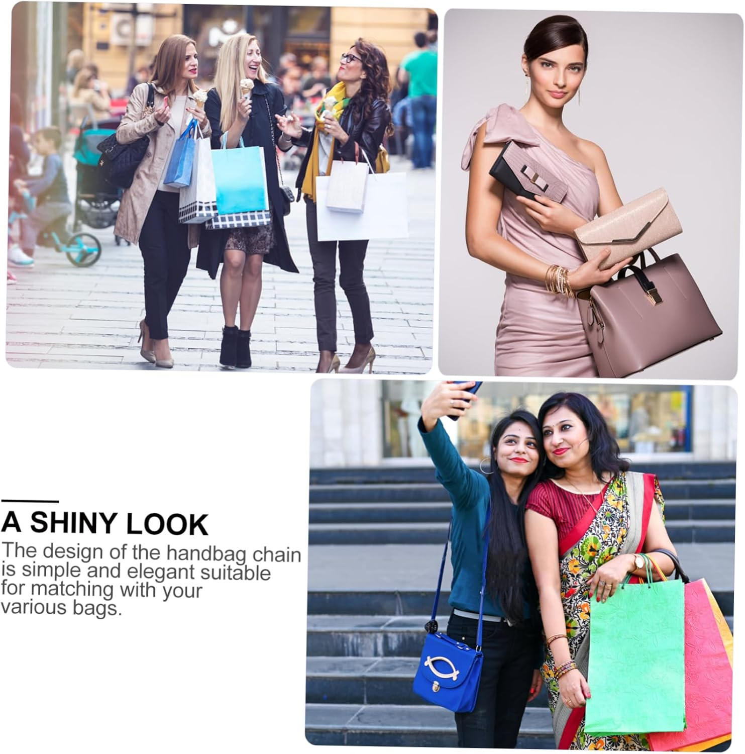 Quality Handbag Chain Bag Chain Decor Tote Bags Women Satchel Shoulder Hand Straps image number 4