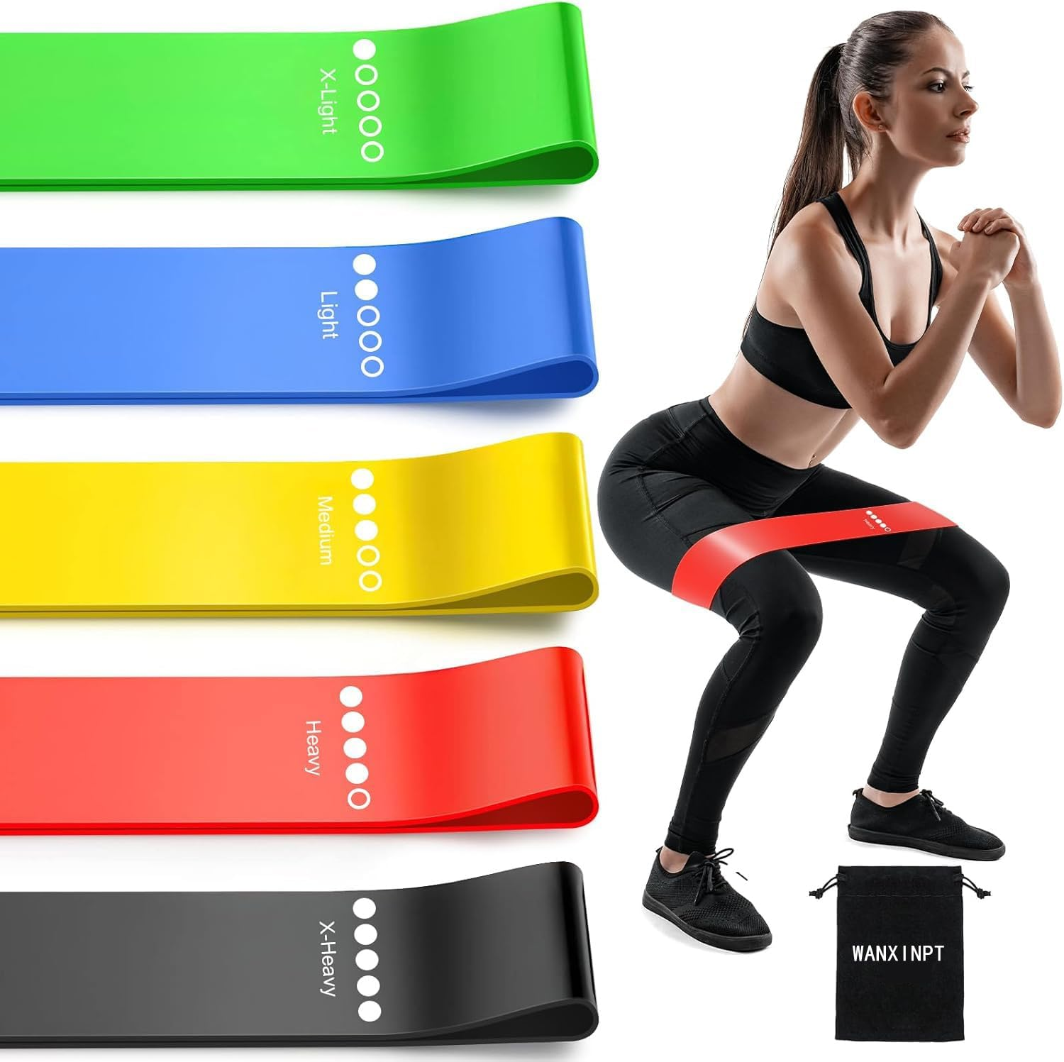 Resistance Bands for Working Out, Elastic Exercice Loop Bands for Physical Therapy, Yoga Starter Set of Stretch Bands for Booty Legs, Pilates Flexbands image number 6