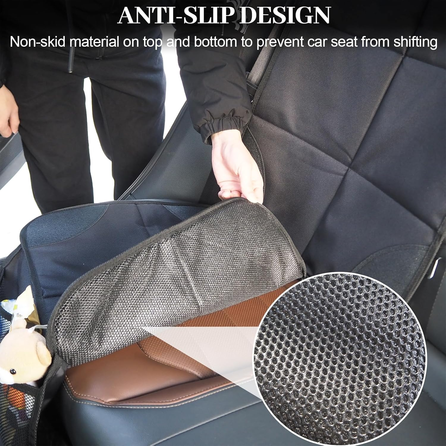 Car Seat Protector for Child, Baby, Pets, Car Seat Cushion Mat Thickest Padding with Mesh Pockets, Universal Waterproof 600D Fabric Car Seat Covers with Non-Slip Backing image number 3