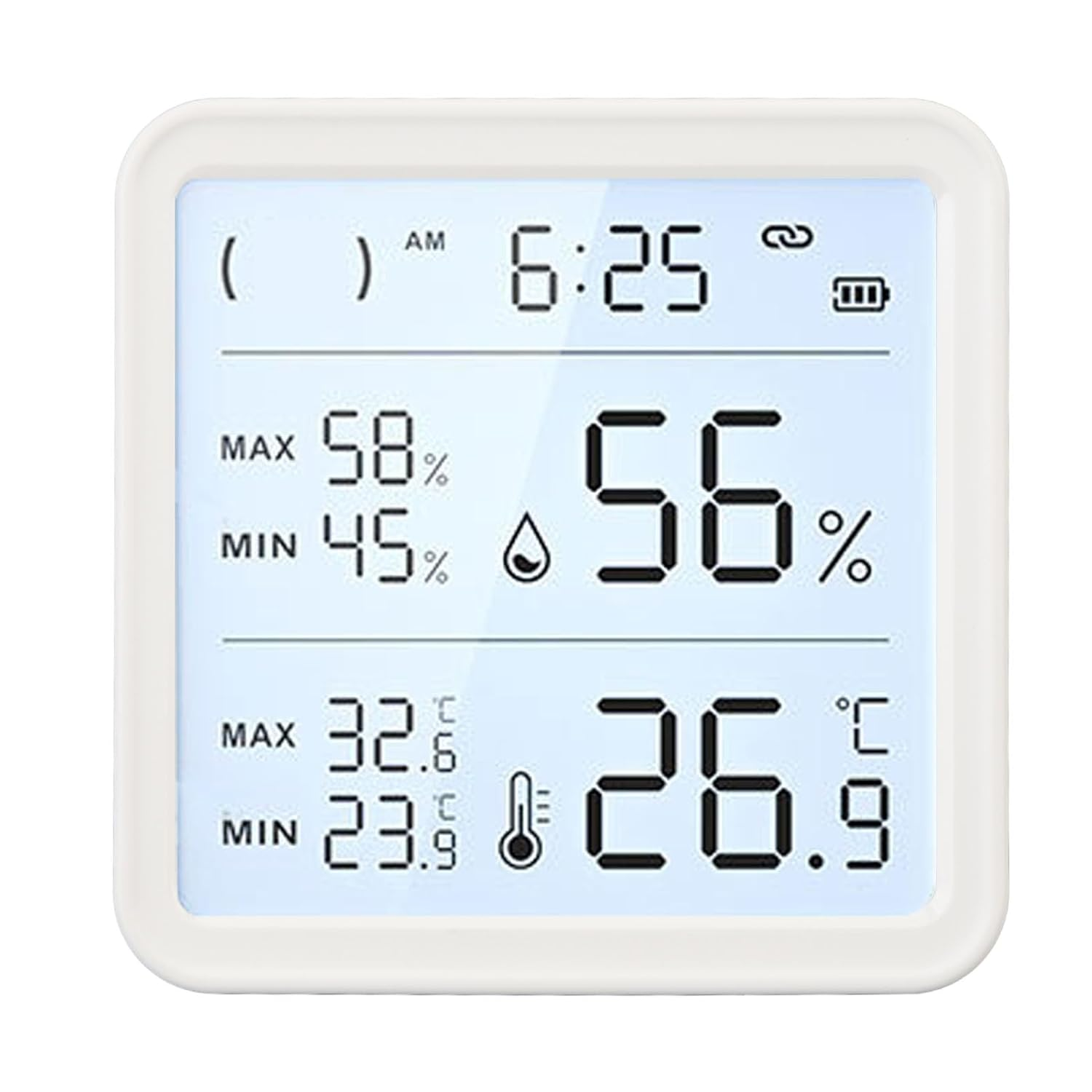 Jiawu Electronic Temperature Humidity Gauge Long Battery Life for Indoor Outdoor Use ABS Material Black image number 1