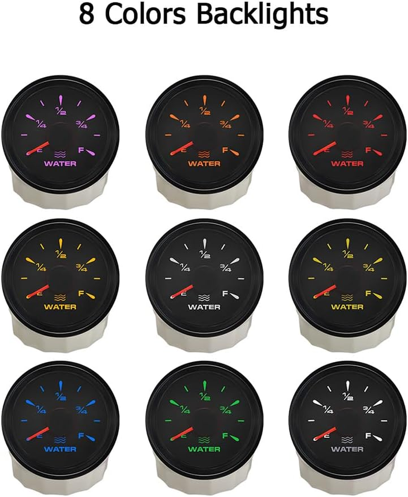 ELING 52Mm Water Level Gauge with 8 Colors Backlight with 150Mm Water Level Sending Unit 0-190Ohm Sensor for Car Boats image number 6