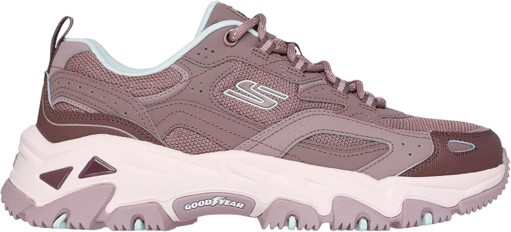Skechers Womens D'Lites Hiker Echo Lake Dark Mauve Trail Hiking Athletic Shoes image number 5