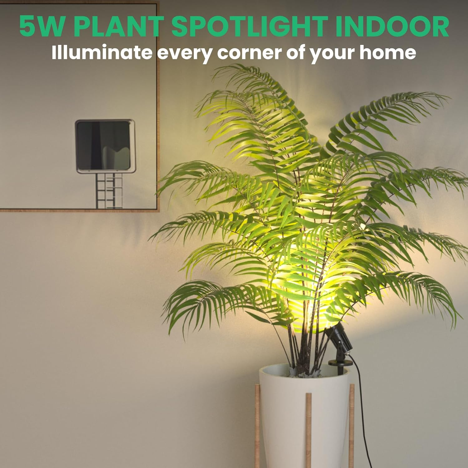 Tobebright LED Spotlight Plant, 5W USB Spotlight Plant Uplights Indoor, 3 Color Lighting Modes & Switch Timer, LED Spotlight Indoor Accent Lighting for Landscape/Artwork, 2 Packs image number 2