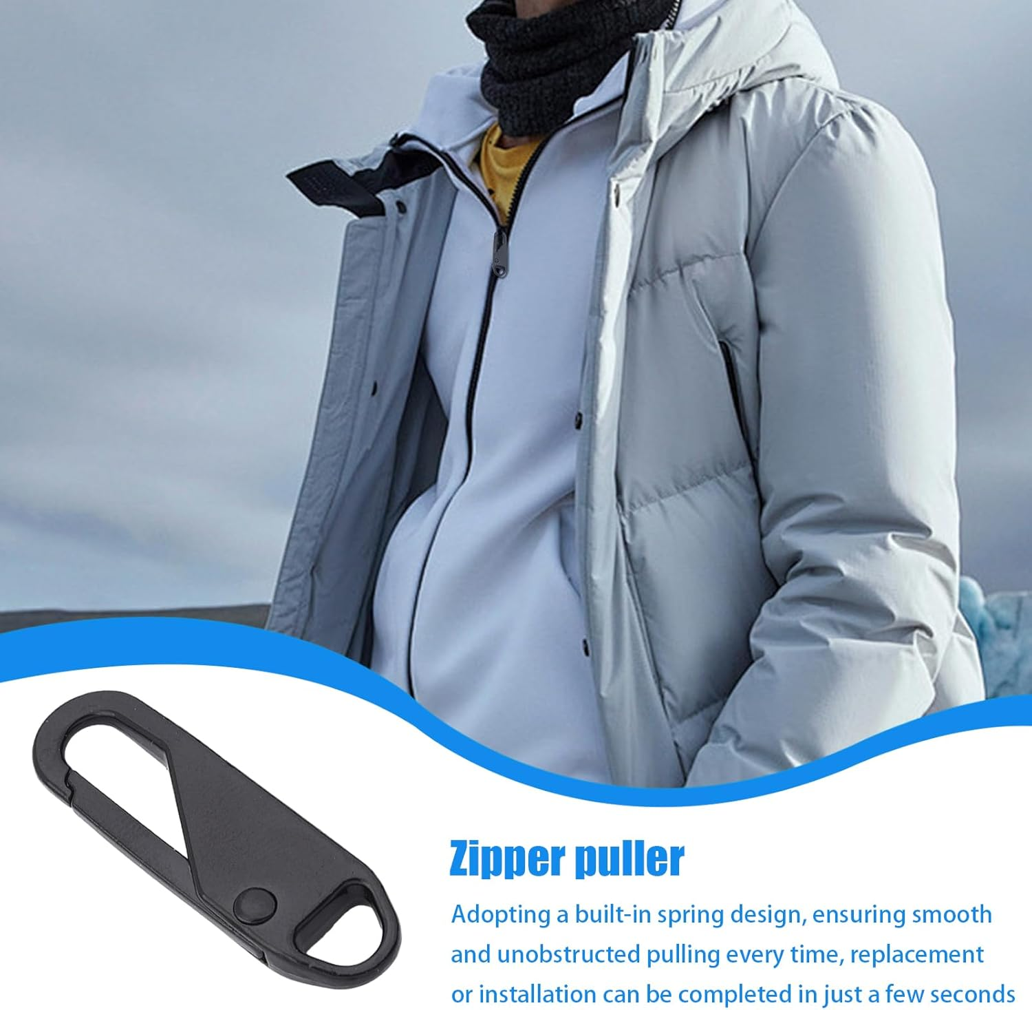 Zipper Pull Tab Clothes Extender | Strong Puller Slider Fix for Jackets, Bags, Luggage | Easy Zipper Repair Replacement Kit for Backpacks, Coats, Suitcases, Hoodies, Sportswear, Outdoor Travel Accesso image number 4