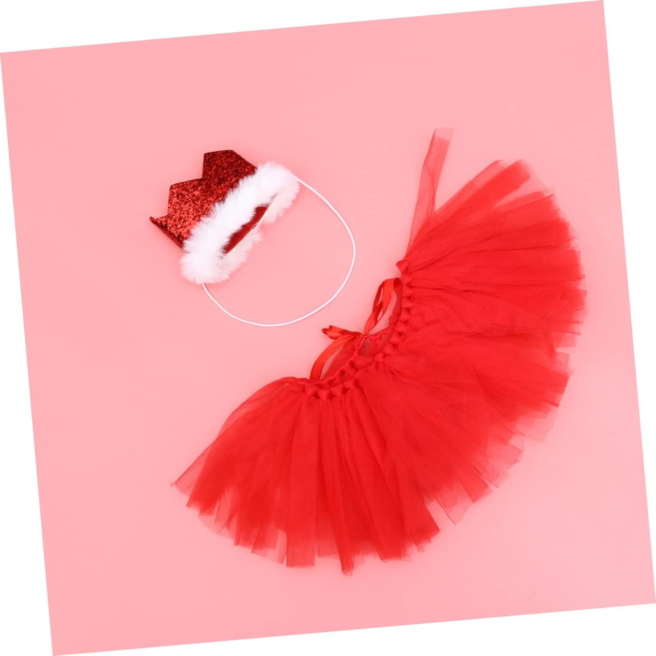 Ipetboom 4Pcs Pet Gauze Skirt Party Mesh Dog Clothes Puppy Dress Pet Supplies for Puppy Dog Crown Headband Skirt Crown Headband