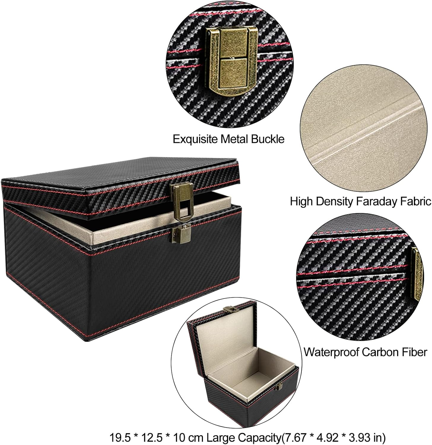 Faraday Box for Car Keys and 2 Pack Faraday Bag for Car Keys Signal Blocking Pouch with Airtag Cover Key Fob for Car Key Keyless Entry Theft Prevention (1 Big Box+2 Airtag Key Bag) image number 6